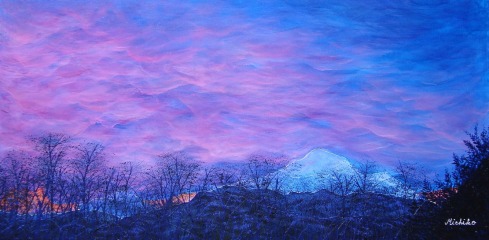 Rose Violet Sunset (24X12) - copyright 2012 Michiko Splinter